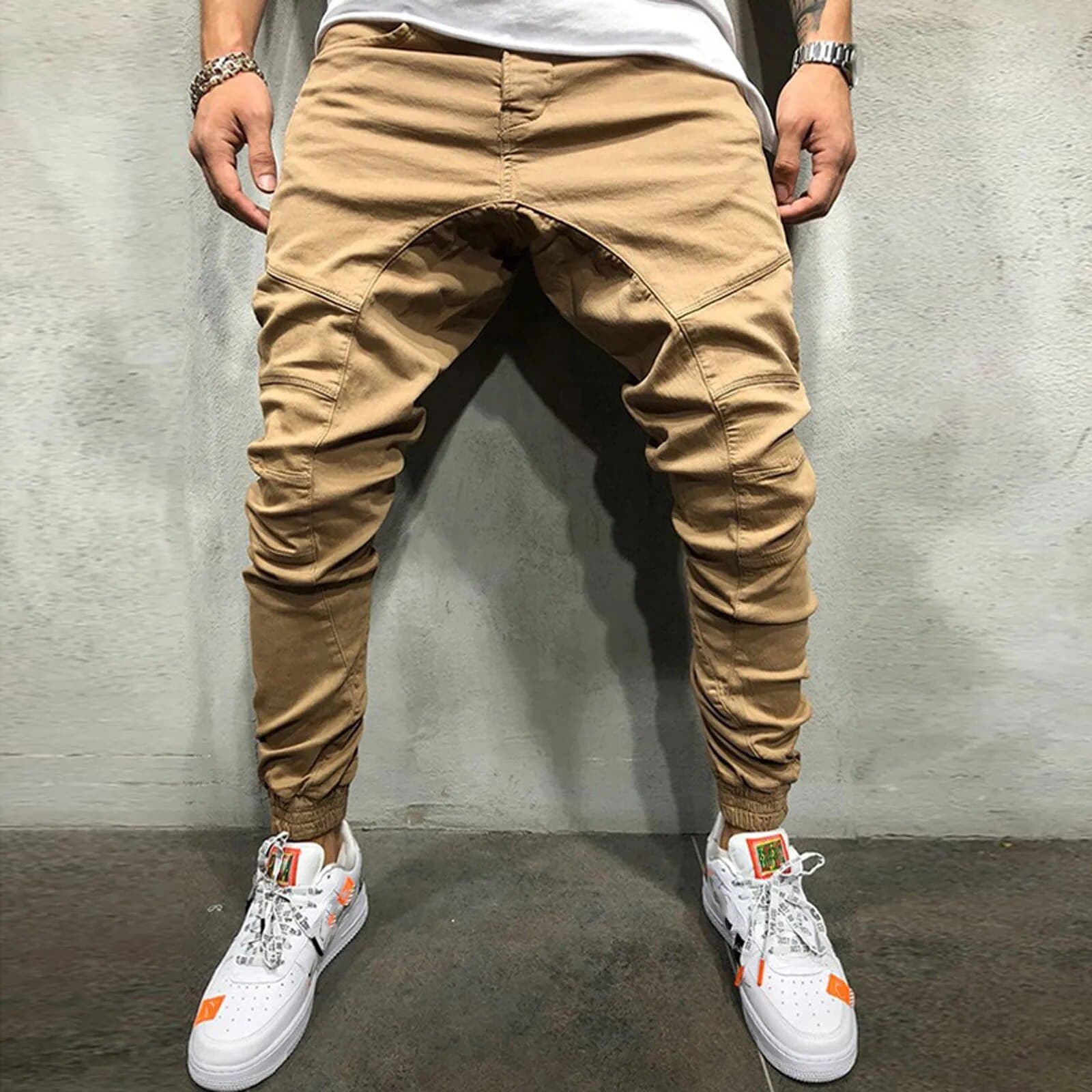 s Cargo Pants Joggers Hip Hop Drawstring Elastic Waist Slim Fit Casual Trousers Sweatpants High Quality Clothing For