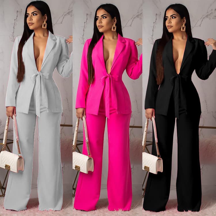 Women's Clothing waist-tie small suit fashionable casual professional women's two-piece suit