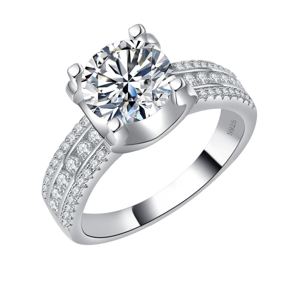 Silver Moissanite Ring Bull Head Inlaid Classic Moissanite Inlaid Light Luxury Fashion Wedding Ring