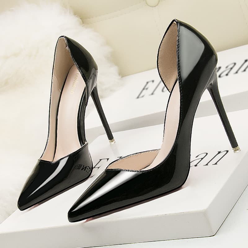 1132-3 Style à la mode minimaliste talons hauts minces, bouche peu profonde, pointu creux, sexy et minceur OL Professional