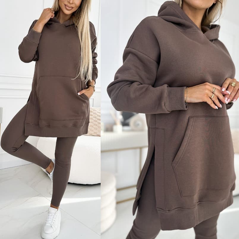 Women's Clothing sports leisure hooded sweatshirt thickened threaded leggings two piece suit