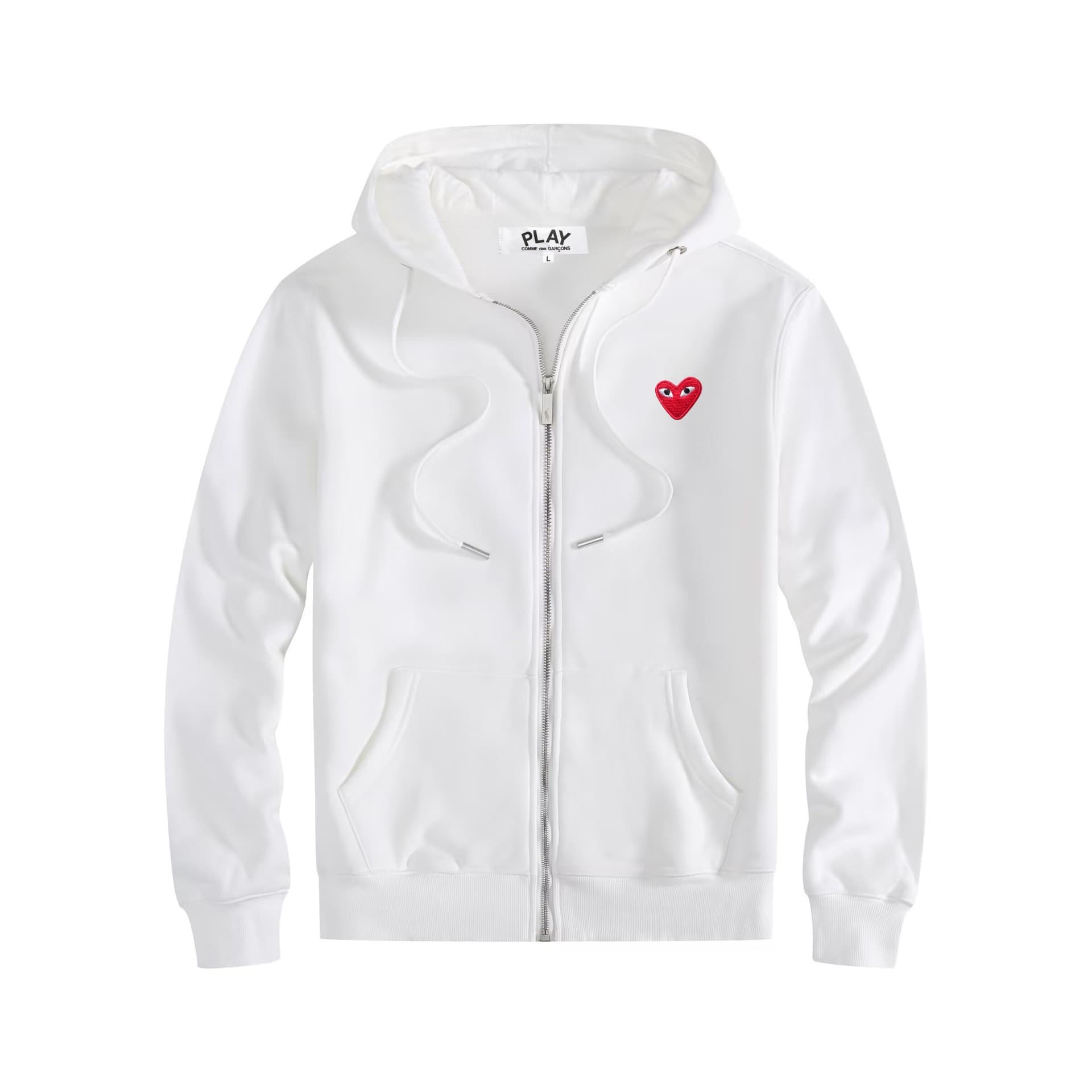 Sweat-shirt à capuche doublé polaire PLAY avec fermeture éclair et cœur brodé, ample, grande taille, unisexe, pour couple