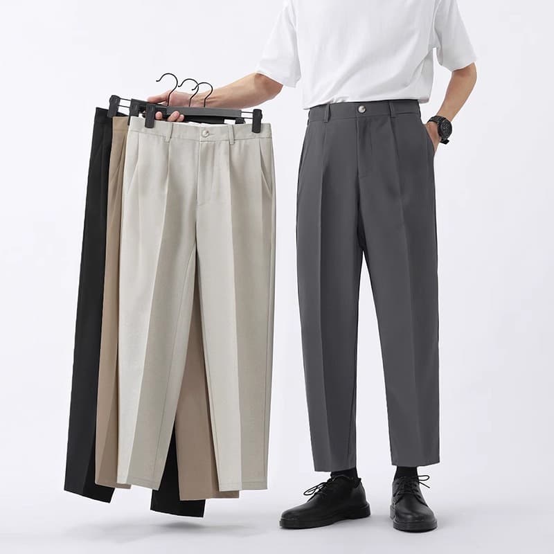 Men's Clothing Men's Small Straight Slightly Loose Trousers Men's Commuting Nine Point Casual Pants