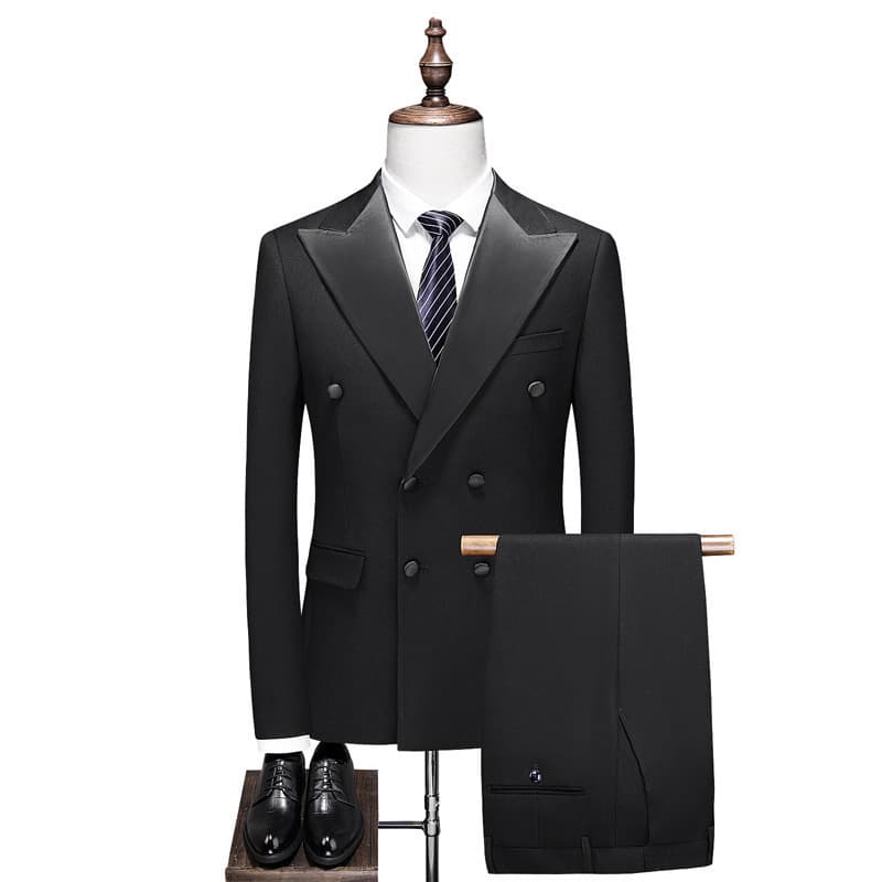 Men's bracket diagram Foreign trade double-breasted suit suit 2024 spring three-piece suit host dress style