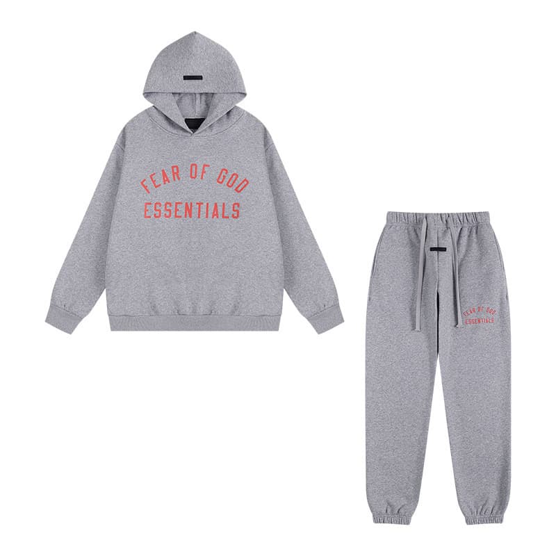 Sweat-shirt ample à double ligne FOG ESSENTIALS Saison 8 avec lettres floquées au dos, en éponge à capuche