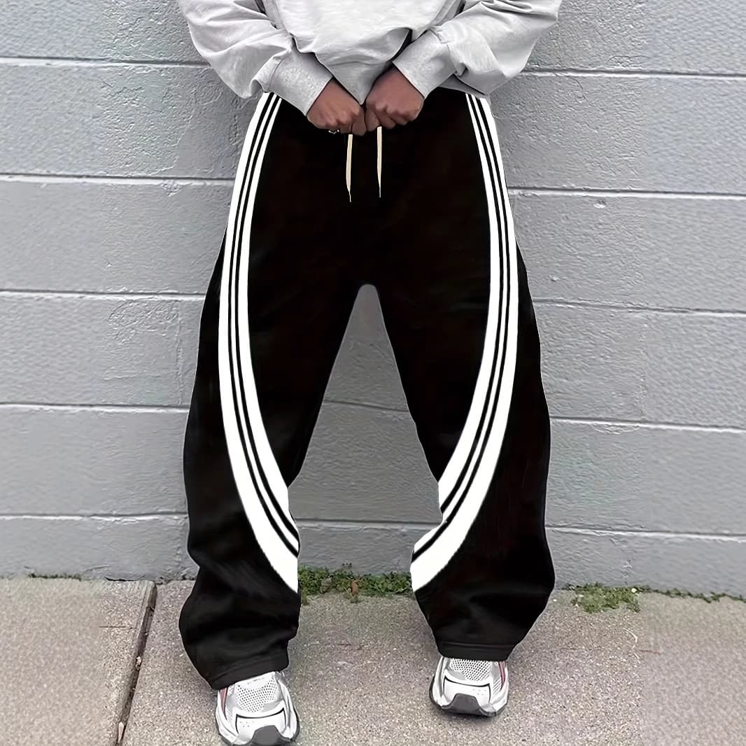 Men's Clothing New Fashion Brand Fashion Stripes Simple Slightly Elastic Fabric Flared Pants Fashionable And Versatile