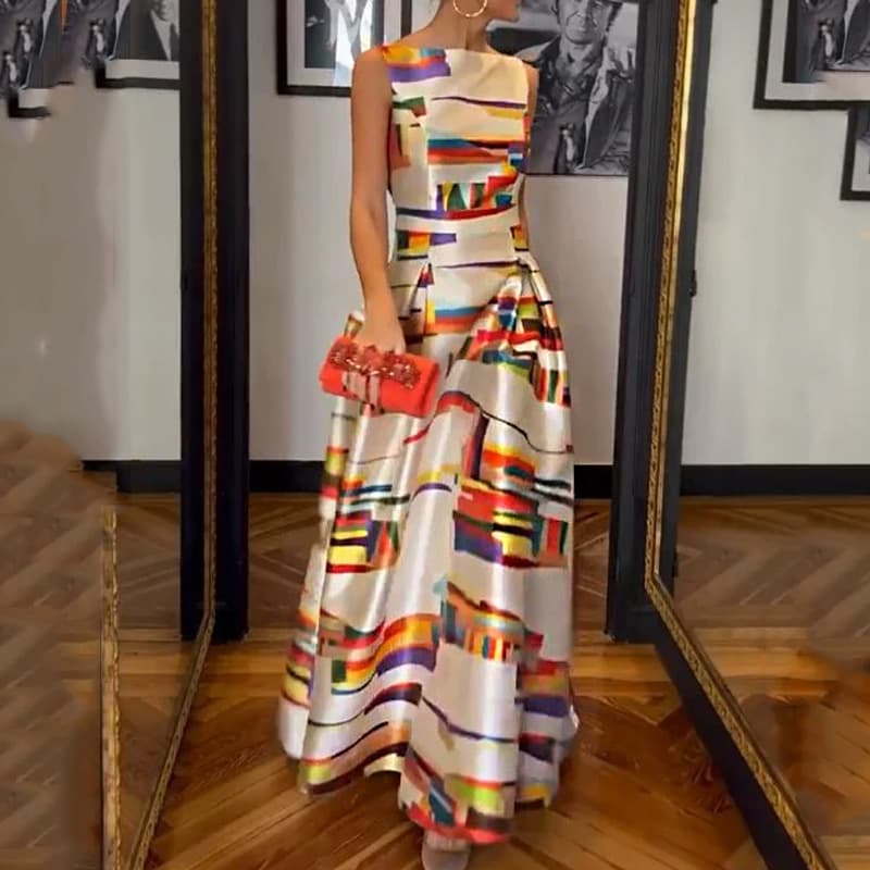 Women's fashion Fashion elegant print sleeveless dress