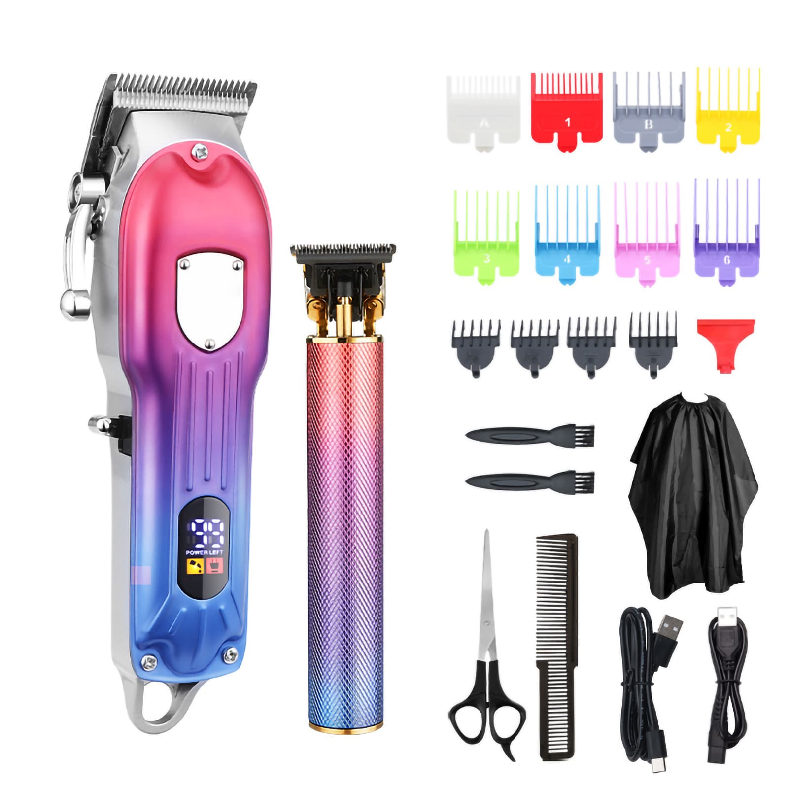 Ruixingst 1 Set Electric Hair Clipper High Speed Anti-Slip With Guide Combs Hair Trimmer Rechargeable Shaver Beard Cut Machine For Home Use