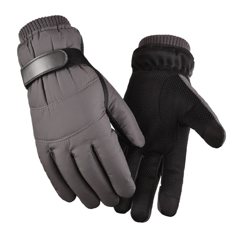 Down cotton warm gloves men's autumn and winter plus velvet thickened motorcycle outdoor riding ski tram cold gloves