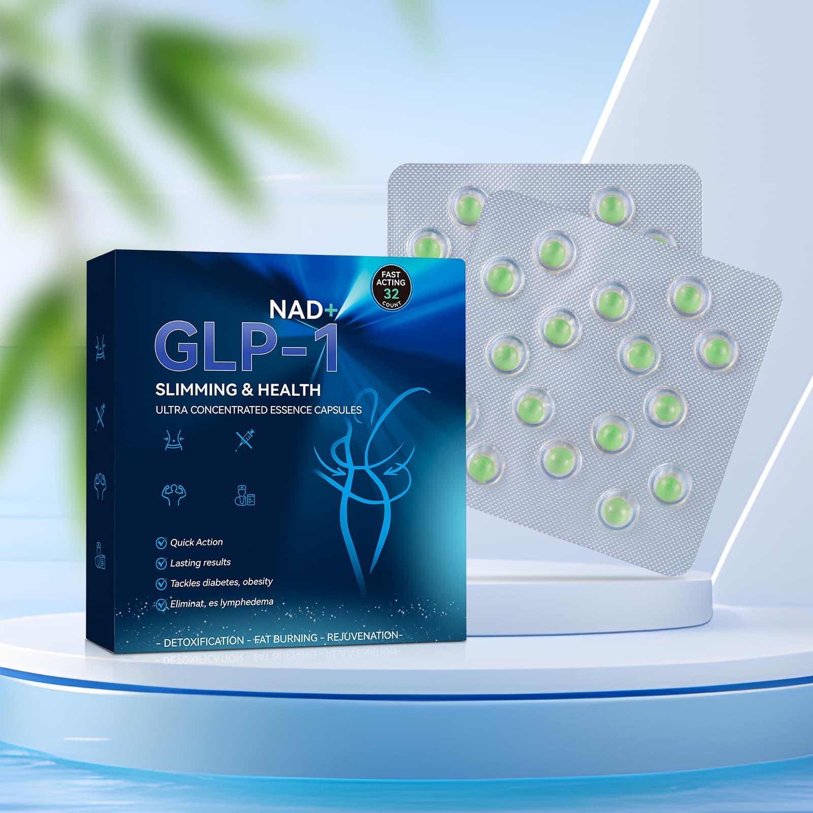 Concentrated Essence Pearl GLP-1 Plant Extract Super Penetrating Body Firming Massage Liquid 32PCS