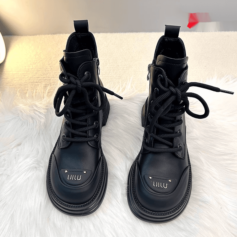 Bottes courtes de moto décontractées en daim à semelles épaisses pour femmes de style britannique Martin 2023, bottes d'hiver chaudes en coton