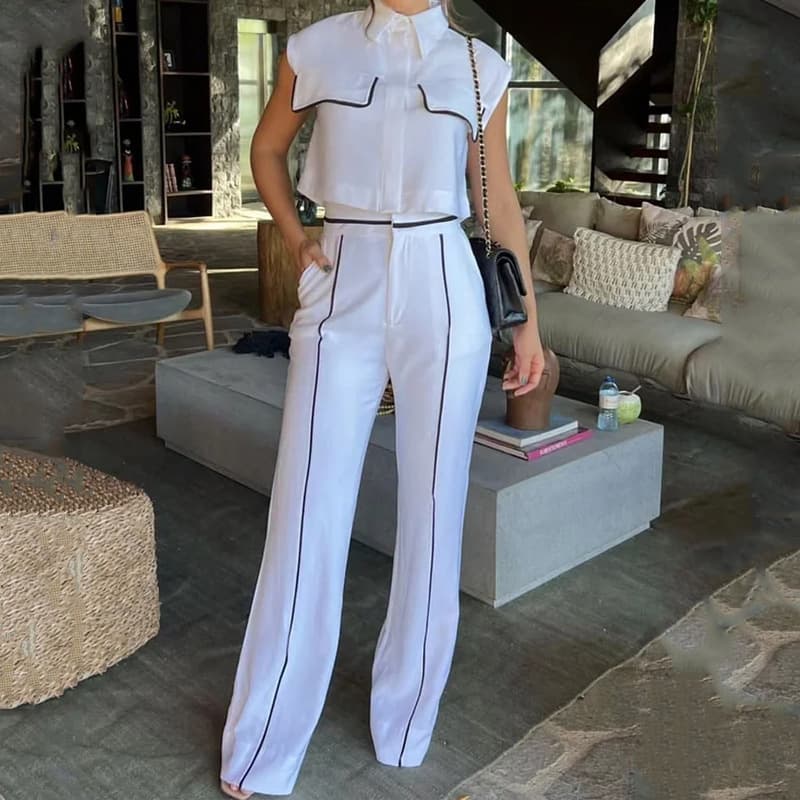 Women's Casual Fashion Simple Temperament Waist-cut Home Suit Pants