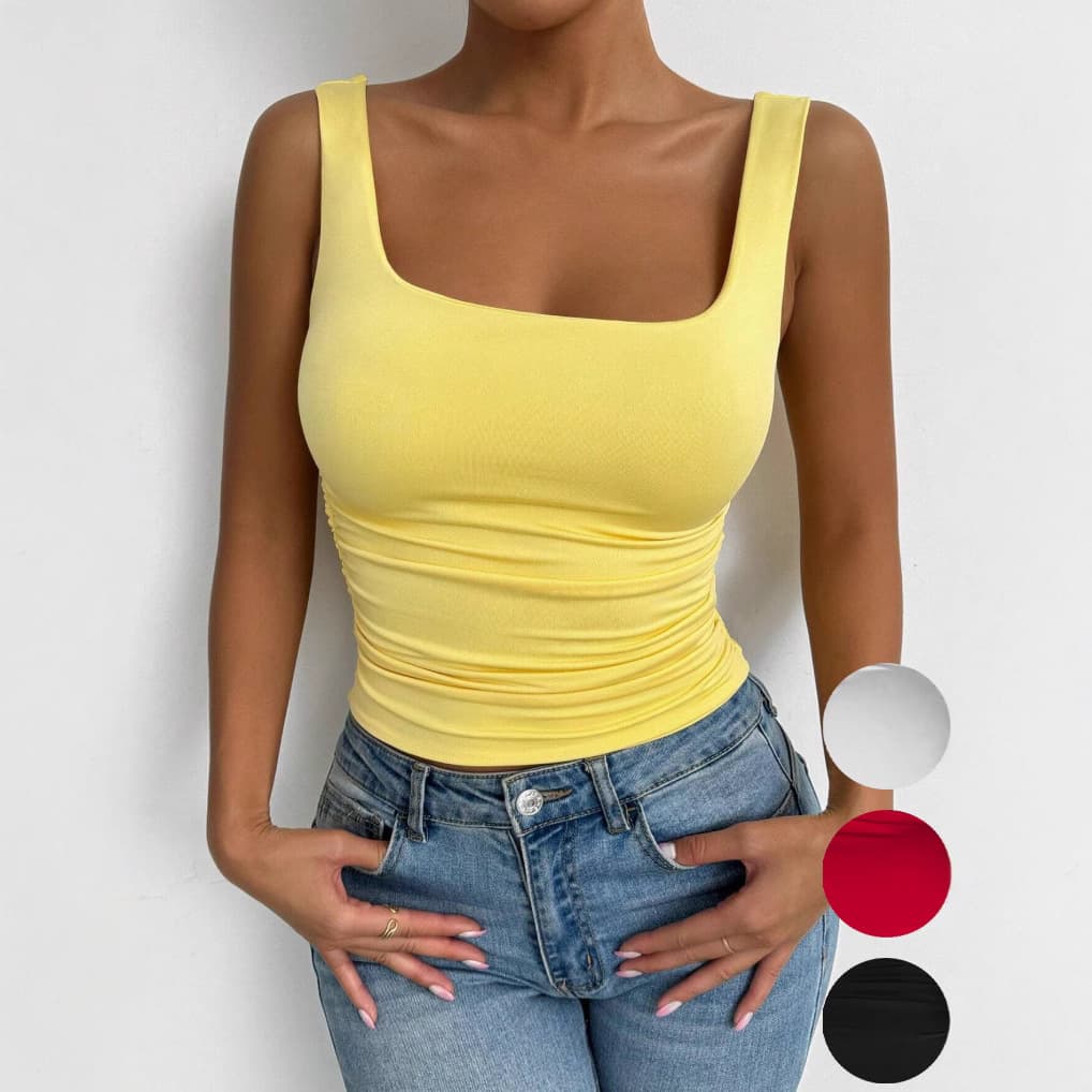 Summer Essential Sleeveless Crop Top For Women - Stretchy Square Neck Ribbed Vest | Lightweight Breathable Fabric
