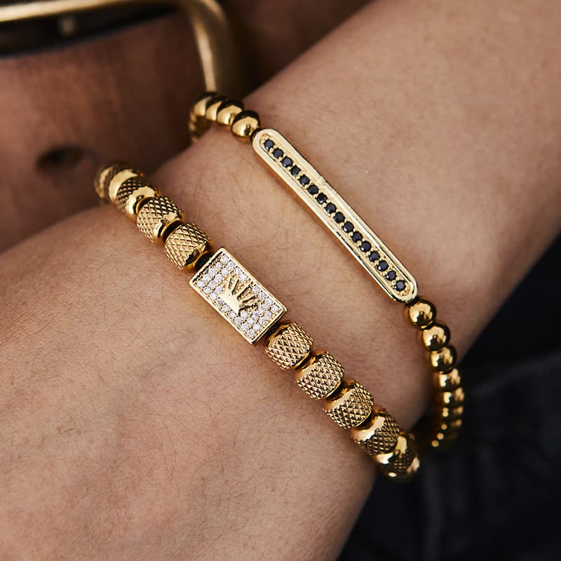 Cross-Border Hot Selling European And American Crown Square Pickaxe Brand Adjustable Braided Copper Inlaid Zircon Long
