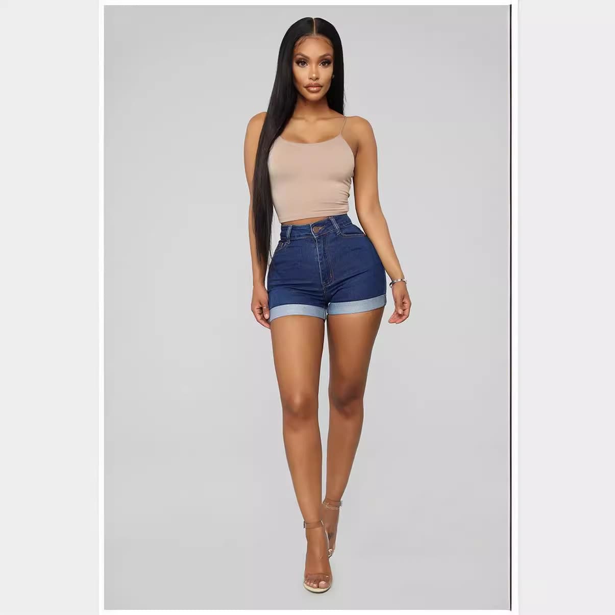 Women's Clothing New Fashion Casual Simple Hip Lifting High Elastic Women's Denim Shorts