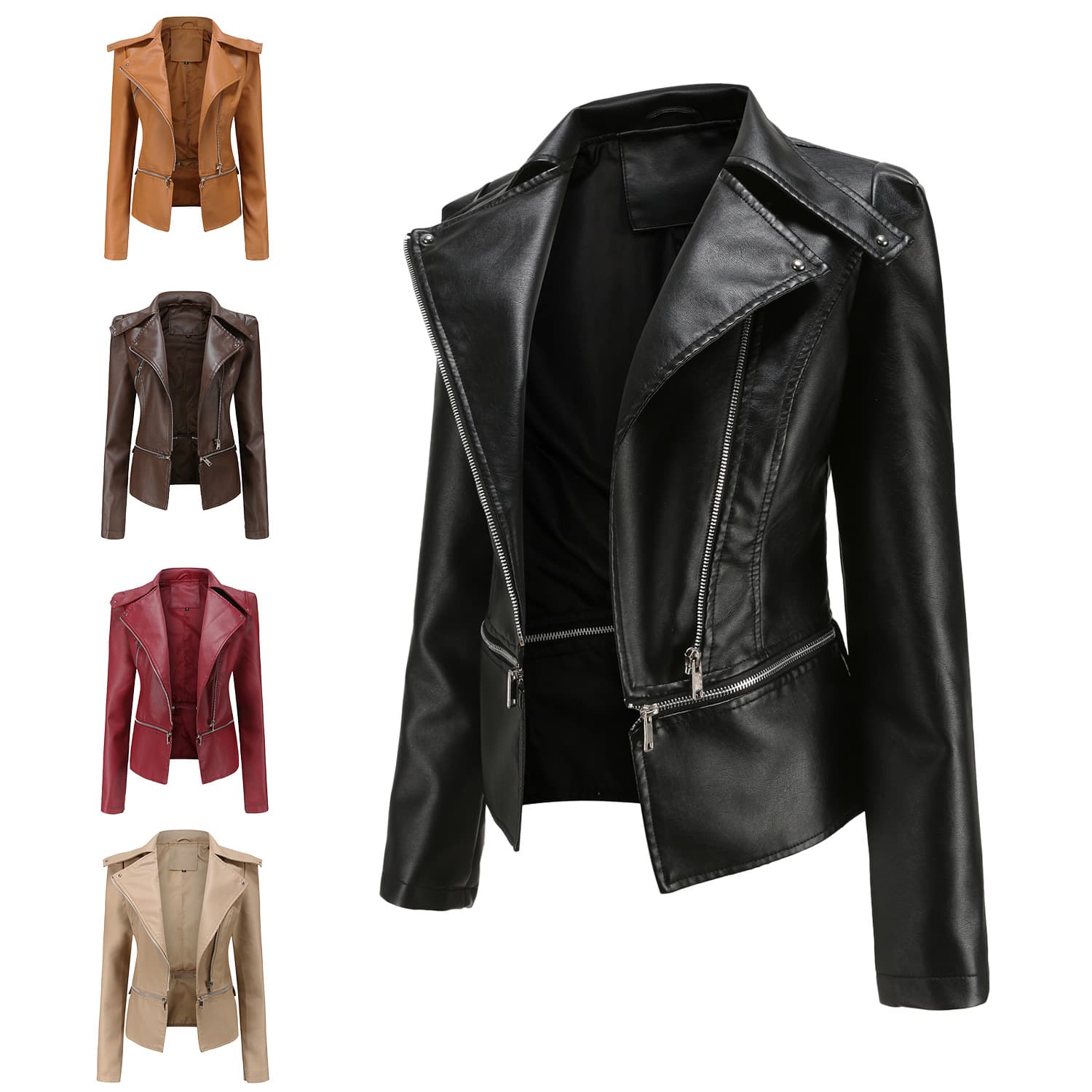 Women's Clothing Leather Jacket With Detachable Hem Fashion Casual Jacket
