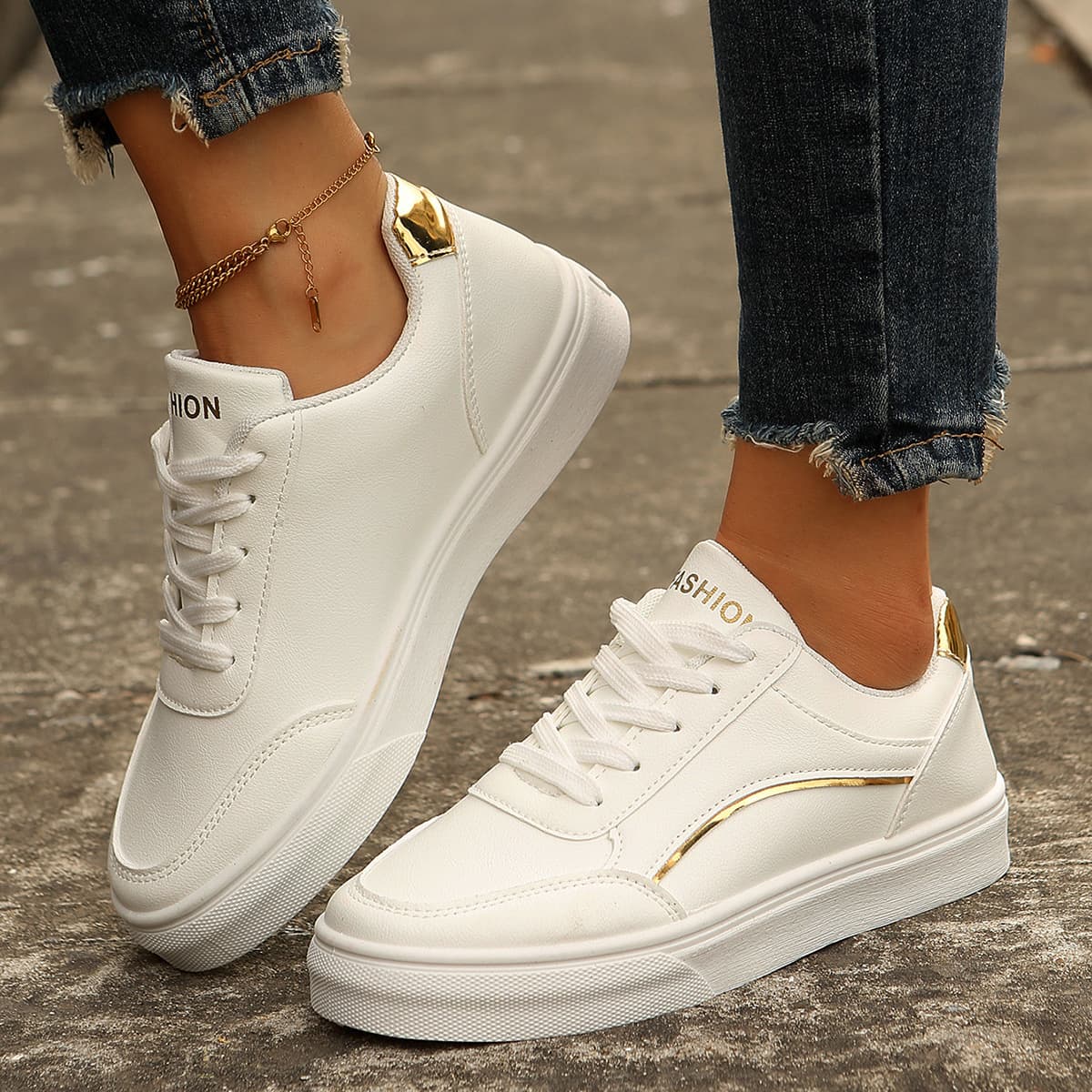 new all match popular white shoes women's summer sports flat casual thick bottom heightening board shoes
