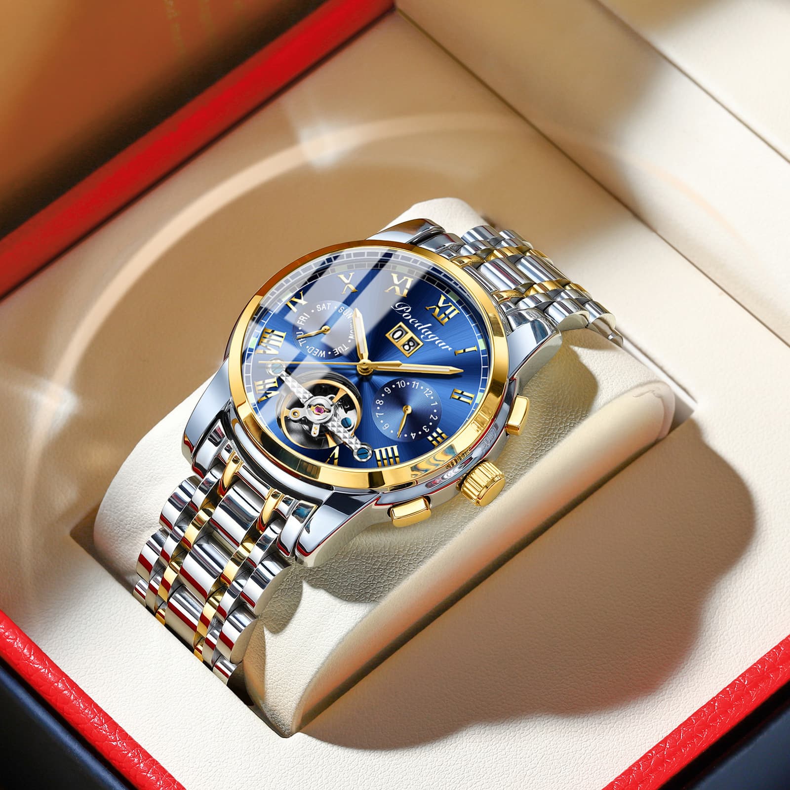 Waterproof Men's Mechanical Watch Steel Hollow Men's Watch Multifunctional Luminous Fashion Watch