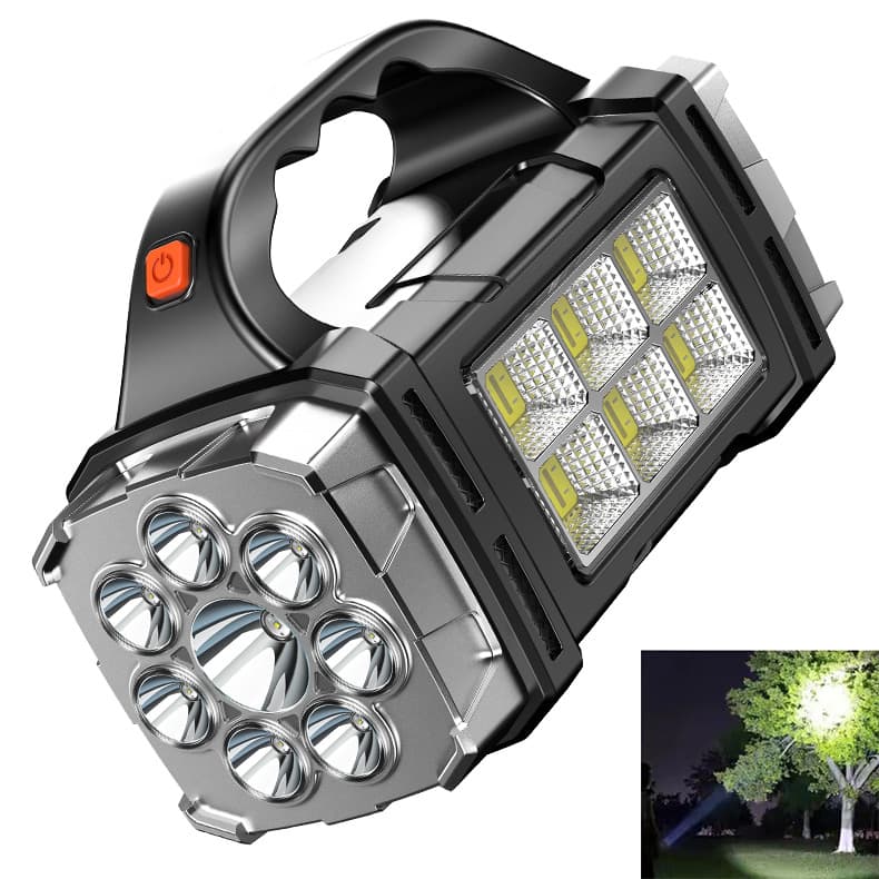 Cross-Border Multifunctional Searchlight Portable Outdoor Lighting COB Solar LED High Brightness Flashlight Handheld