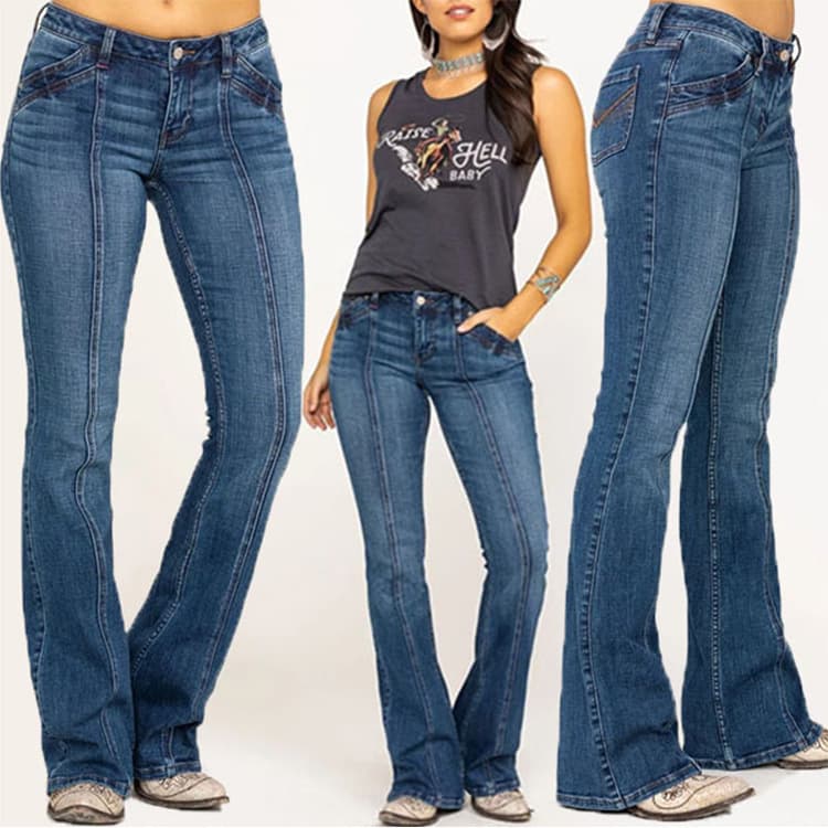 women's jeans slim fit washed bell bottoms women's trousers