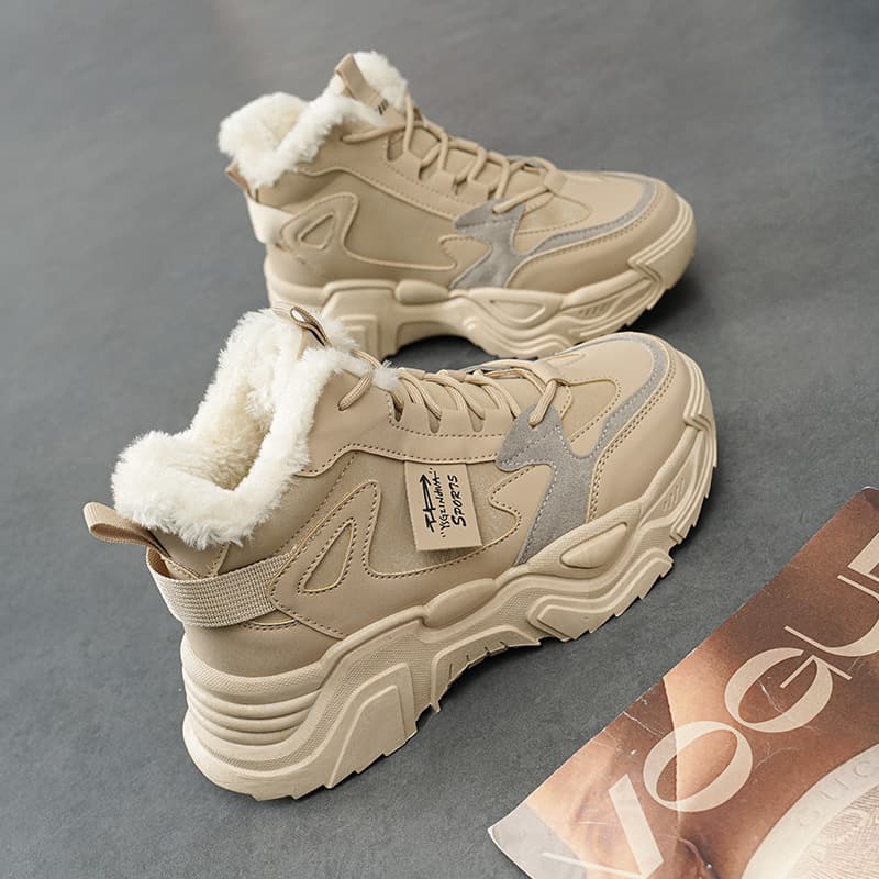 High top shoes for women 2024 new autumn and winter cotton shoes Korean version all match daddy sports casual women's shoes plus velvet 819 5