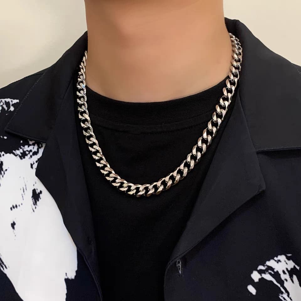 Cuban Necklace For Men Hip Hop Fashion Titanium Steel Trendy Street West Coast Accessories Thick Chain