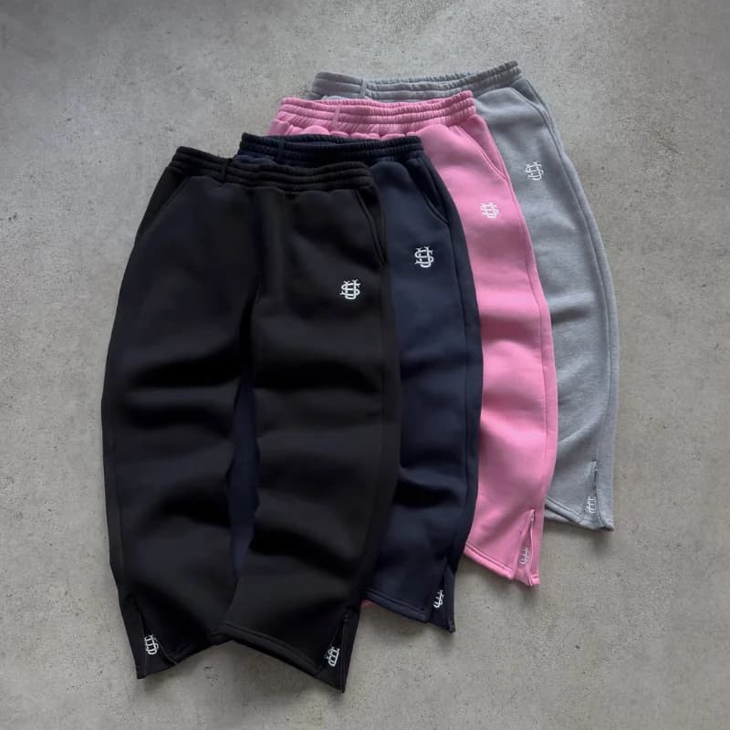 Y2K Herren Loose Jogger Su Logo Bestickt Extra OutSize Taschen Beinöffnungen Hose Mit Weitem Bein Paar Modische Hose Mit Geradem Bein