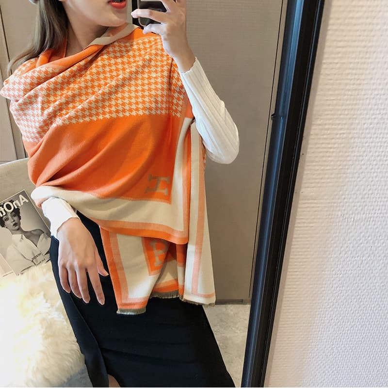 Écharpe pied-de-poule simple pour femme, nouvelle collection automne-hiver, légère et luxueuse, longue section, châle chaud en cachemire épais
