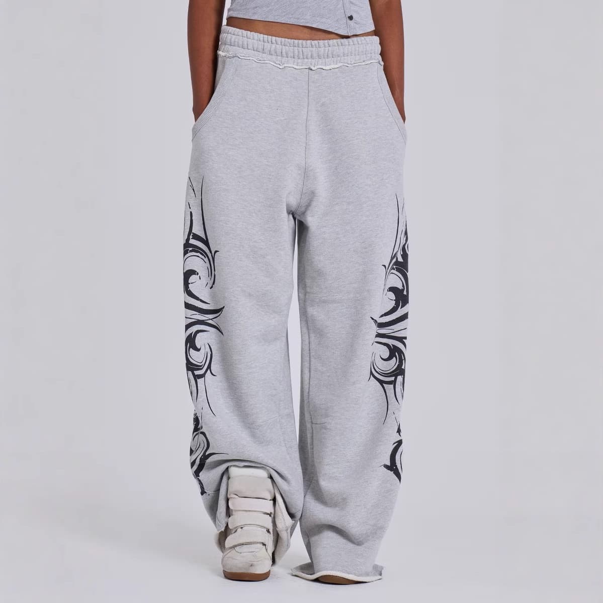Unisex Retro Print Joggers – High Street Cotton Blend Sweatpants (Oversized Fit, XXL Sizing, Streetwear Essential)​