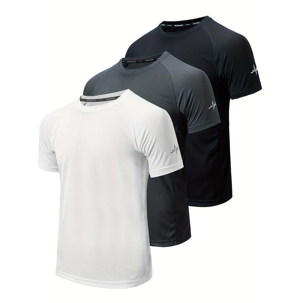 Men's Quick-Dry Performance T-Shirts 3-Pack - Moisture-Wicking Gym & Running Shirts With Breathable Fabric