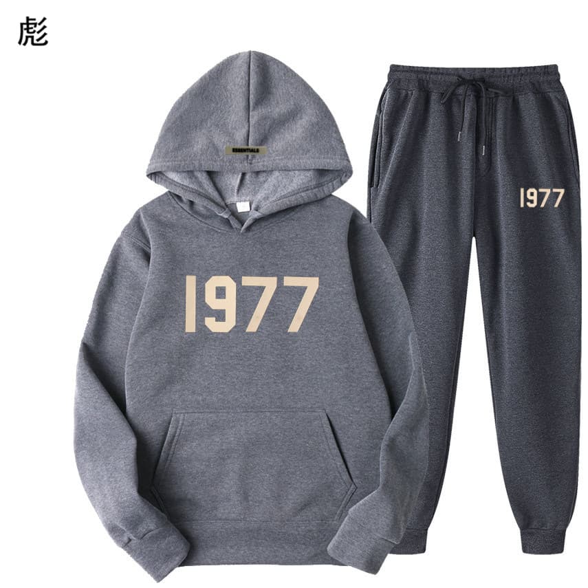 Ensemble pull polaire ample ESSENTIALS Double FOG Fashion Brand High Street, sweat à capuche unisexe avec inscription 1977.