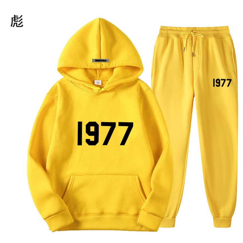 Ensemble pull polaire ample ESSENTIALS Double FOG Fashion Brand High Street, sweat à capuche unisexe avec inscription 1977.
