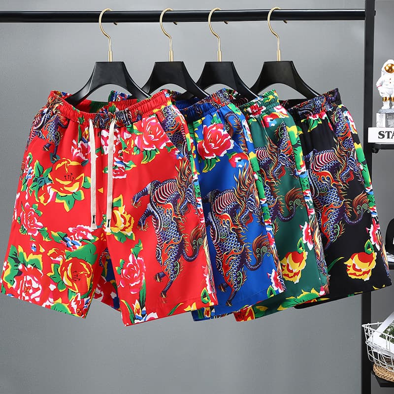 Ice Silk Shorts for Men Summer Beach Casual Running Sports 5 Points Straight Pants