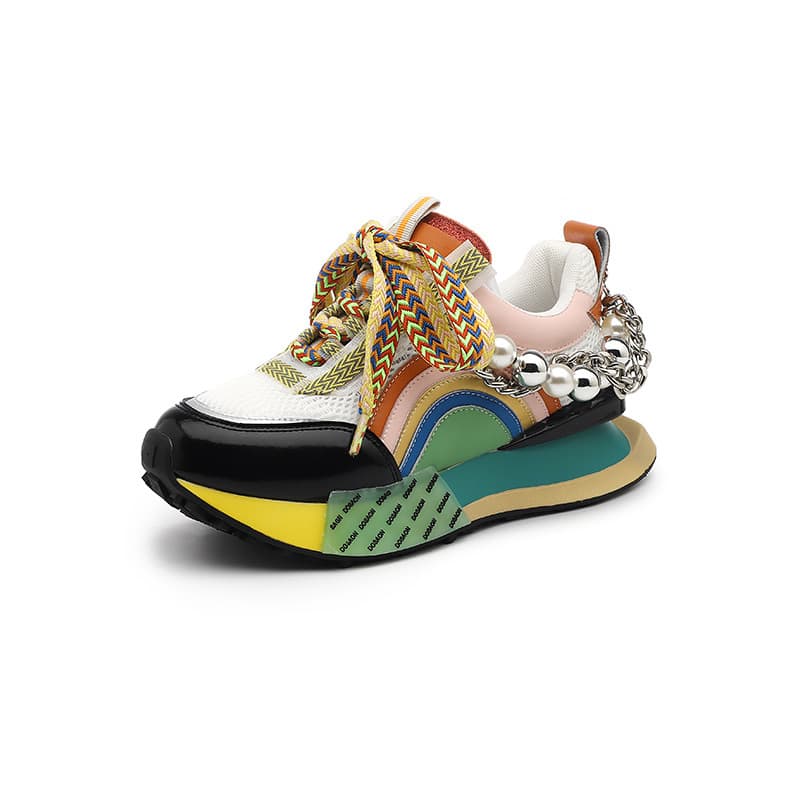 Versatile genuine leather Forrest Gump shoes for women 2024 spring and summer new colorful ethnic style thick soled casual shoes dad shoes for women
