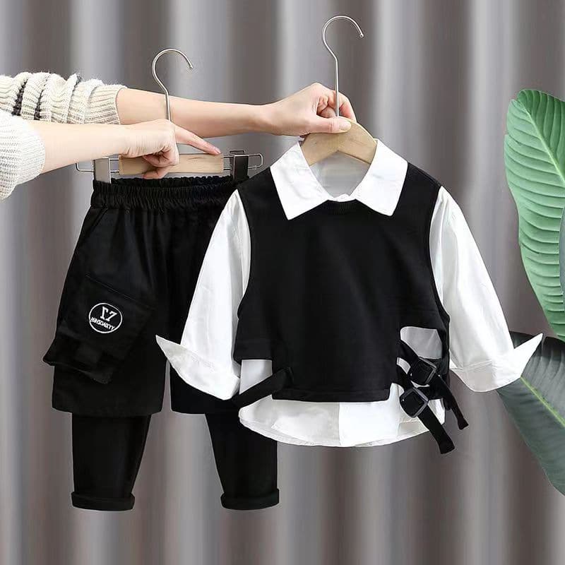 2025 New Baby Spring Clothes Stylish Boys Spring Children's Clothing Trendy Boys Spring And Autumn Suits Children's Spring Three Piece Suit