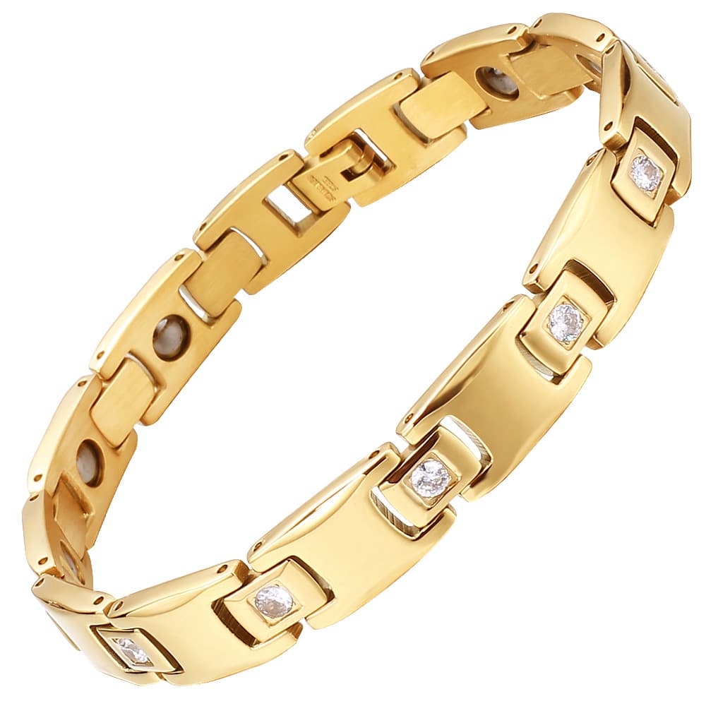 Men's And Women's Jewelry Fashionable Light Luxury Pyramid Diamond Stainless Steel Magnet Bracelet