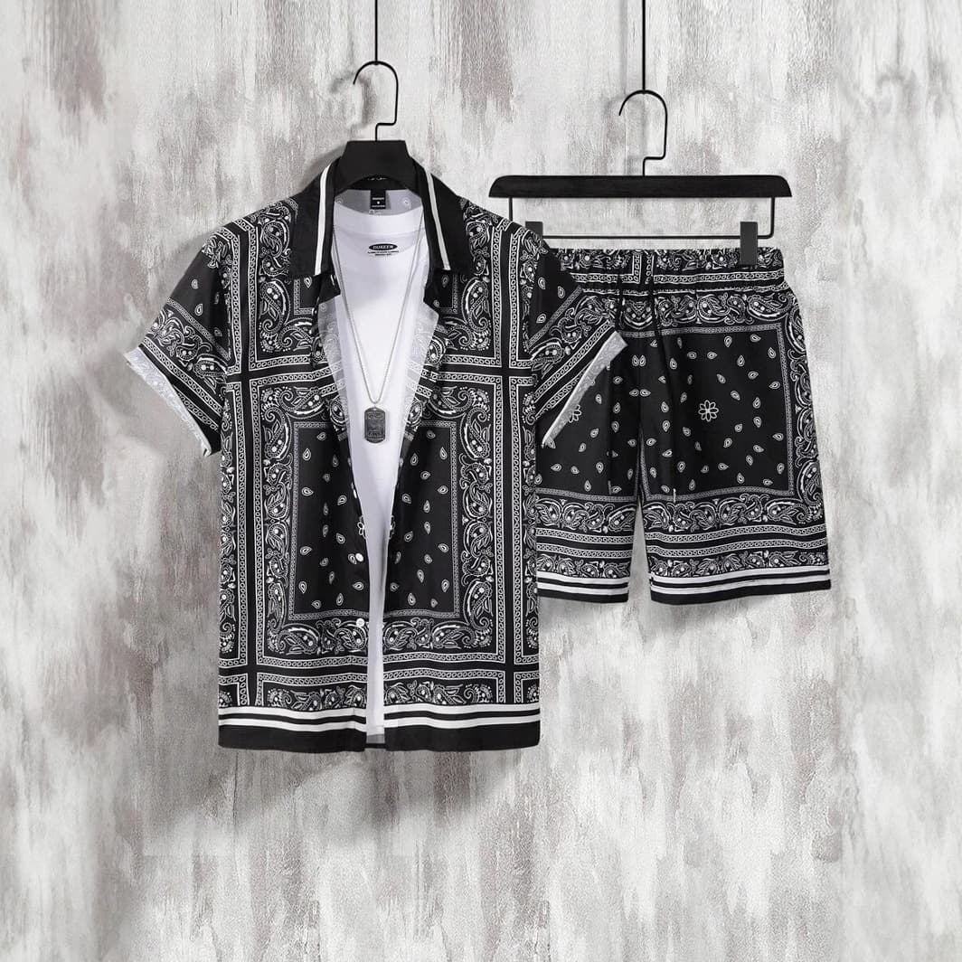Men's Clothing Retro Tribal Totem 3D Digital Printing Summer Shirt Shorts Suit Beach Vacation