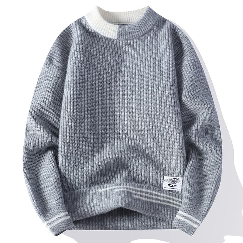 Men's Trendy Striped Knit Sweater – Versatile Pullover For Casual & Layering (White/Grey/Black/Brown, M-4XL)