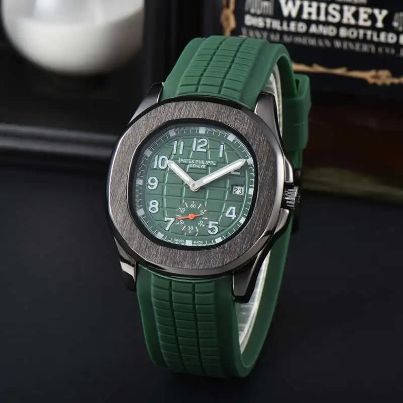 Montre à quartz Patek Classic noire pour homme, bracelet en caoutchouc, de haute qualité