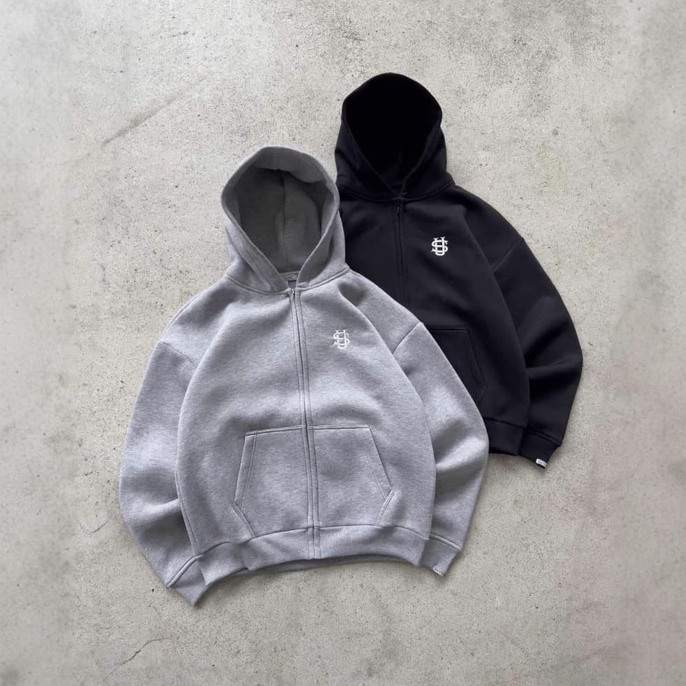 Cross Border Zipper Hooded Gray Sweatshirt Men And Women Spring New Loose Retro Cardigan Jacket