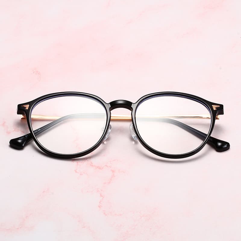Unisex Fashion anti-blue glasses plain color cold brown flat lens oval glasses