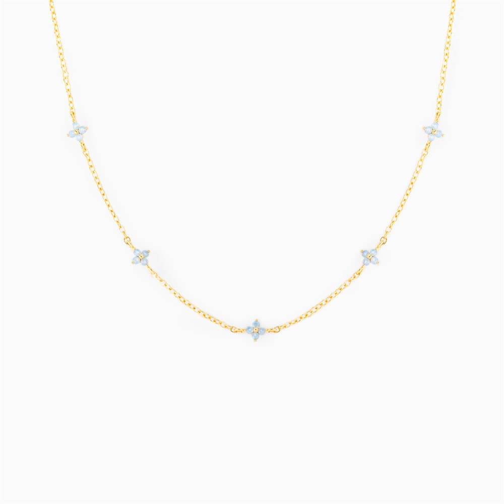Blue flower necklace summer women's sweet style Klein ins jewelry exquisite clavicle chain necklace