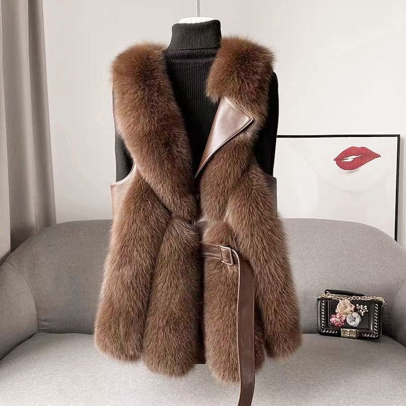 Women's imitation fox fur vest fashion coat