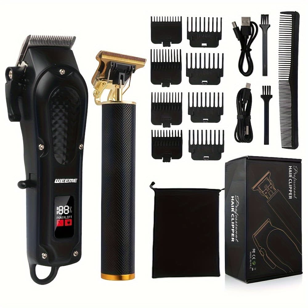 Professional Clipper Set, Vintage T-Blade Trimmer, Electric Portable Rechargeable Wireless Beard Trimmer Hair Clipper,