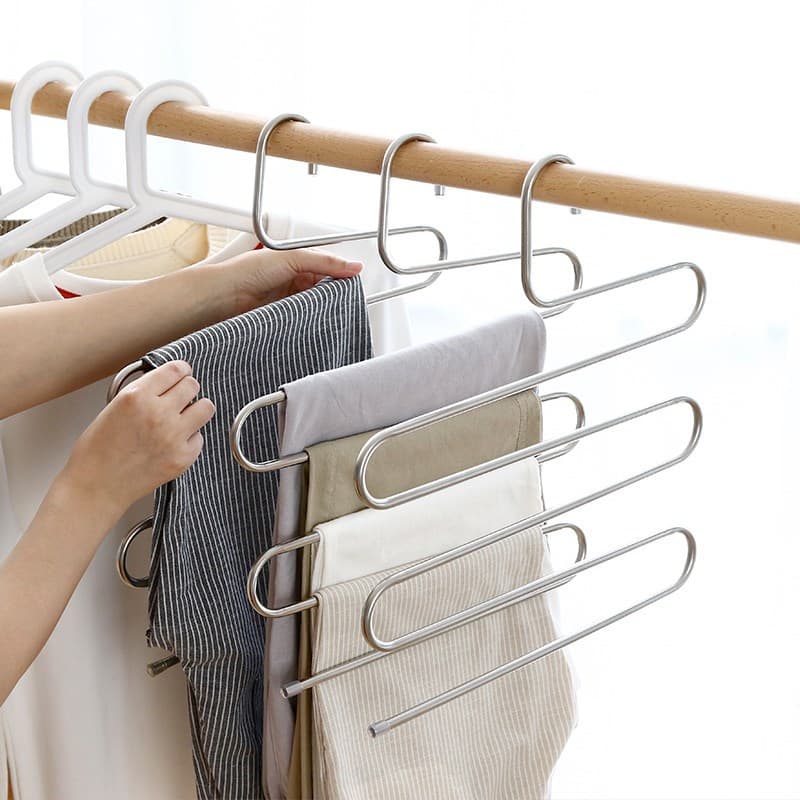 Home Garden Household Multi Layer Metal S Shaped Trouser Clip Iron Art Multi Functional Scarf Suit Jeans Hanger Storage Rack