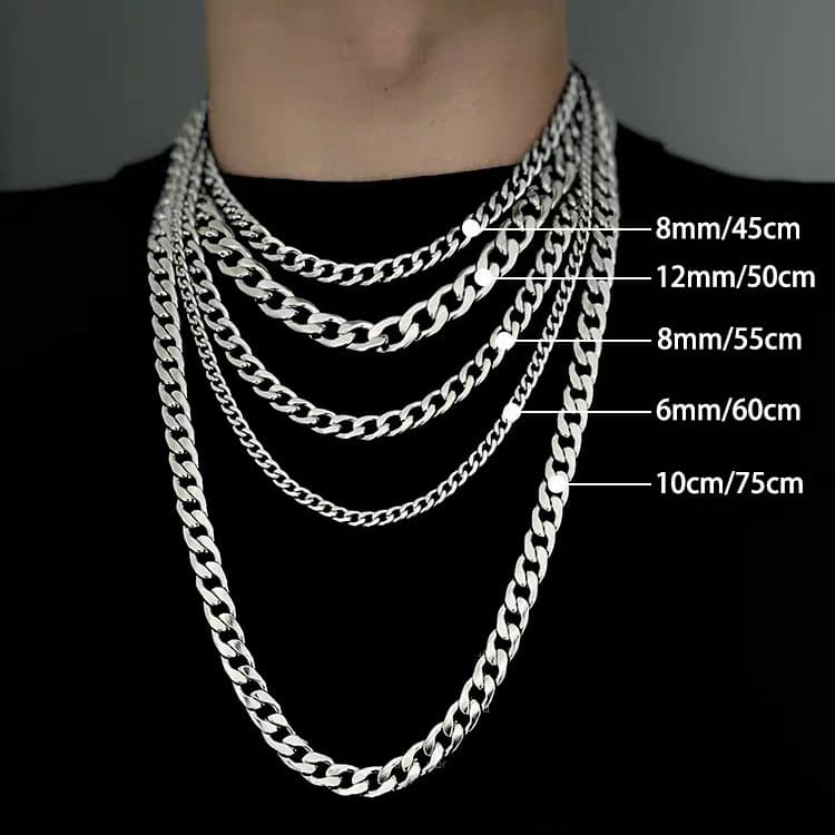 Titanium Cuban Stainless Steel NK Thick Chain Necklace, Trendy Male And Female Hip-hop Accessories, Plain Chain, No