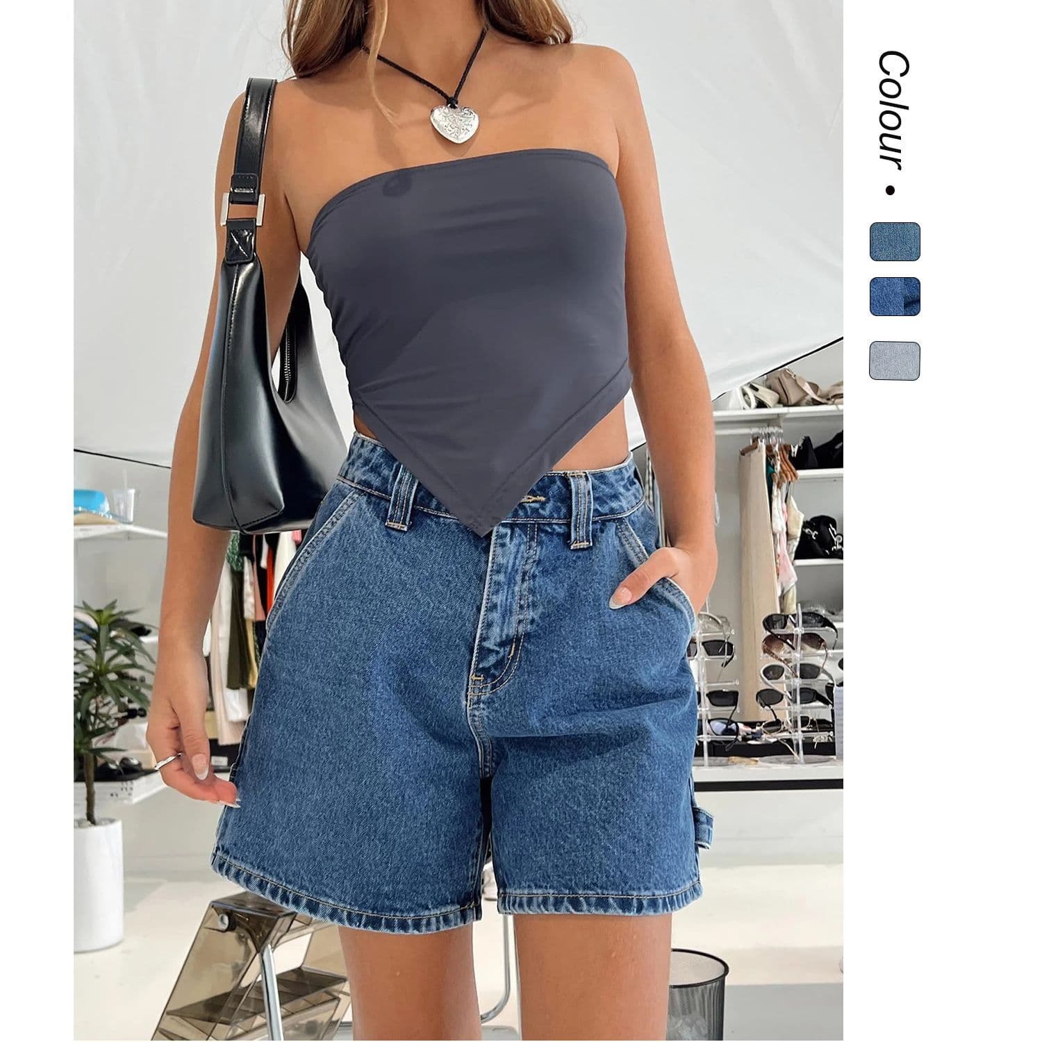Women's Straight Leg Cargo Jeans - Classic Washed Denim Pants With Utility Pockets Streetwear Casual Trousers