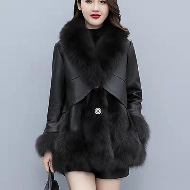 Women's Clothing Fox Fur Slim Fit Medium And Long Leather Fur Coat