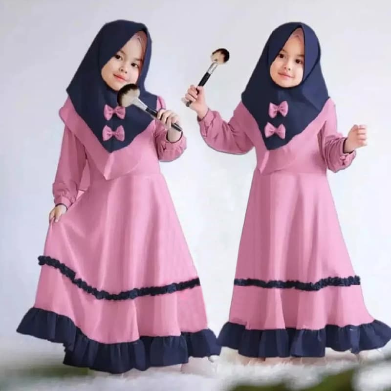 Baby Clothing Children's long-sleeved long dress + headscarf two-piece children's clothing ins