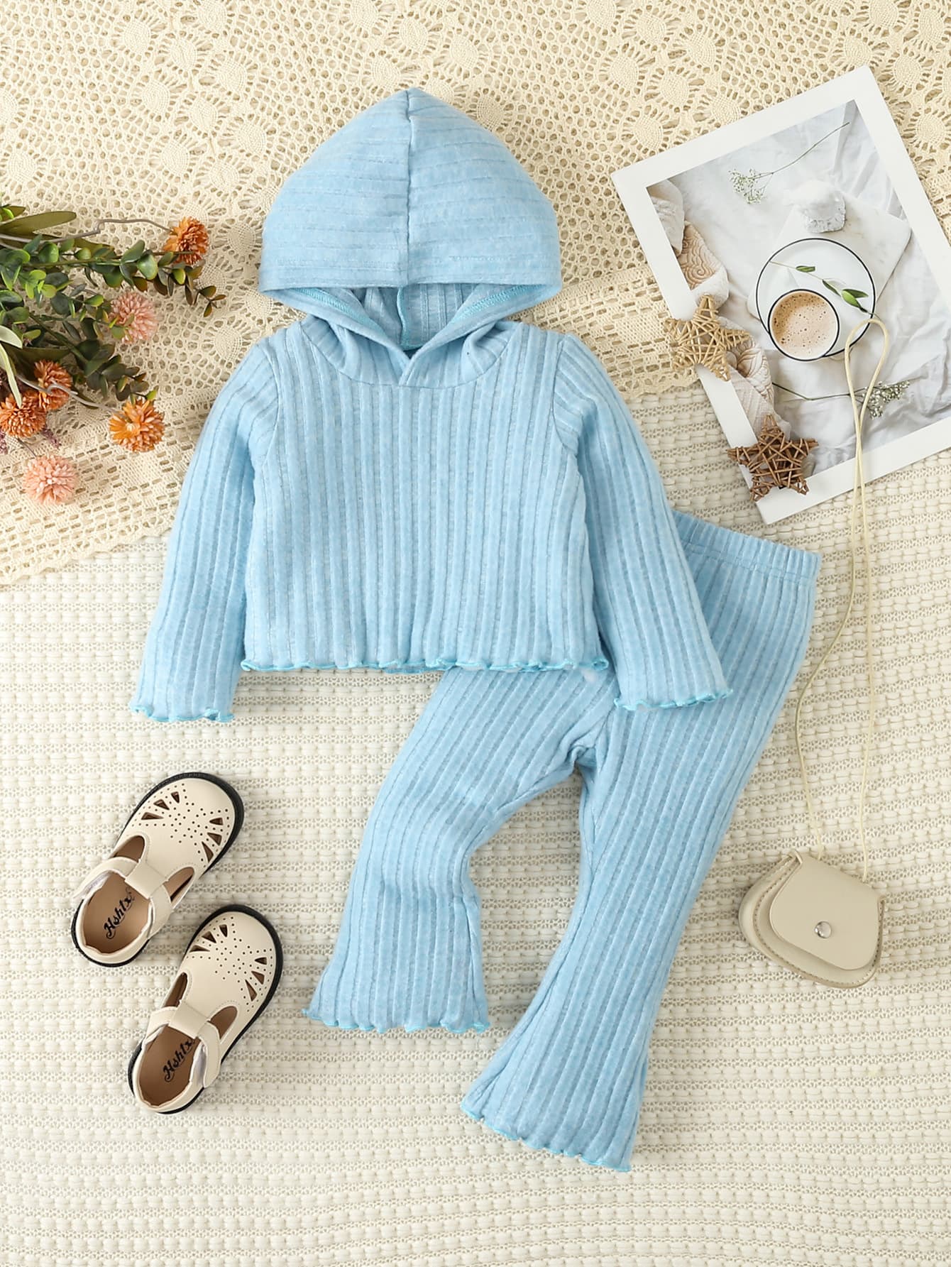 Mother&Kids Children's Suit Baby Long Sleeve Pants Two-piece Girls Hooded Pit Strip Clothing Trend